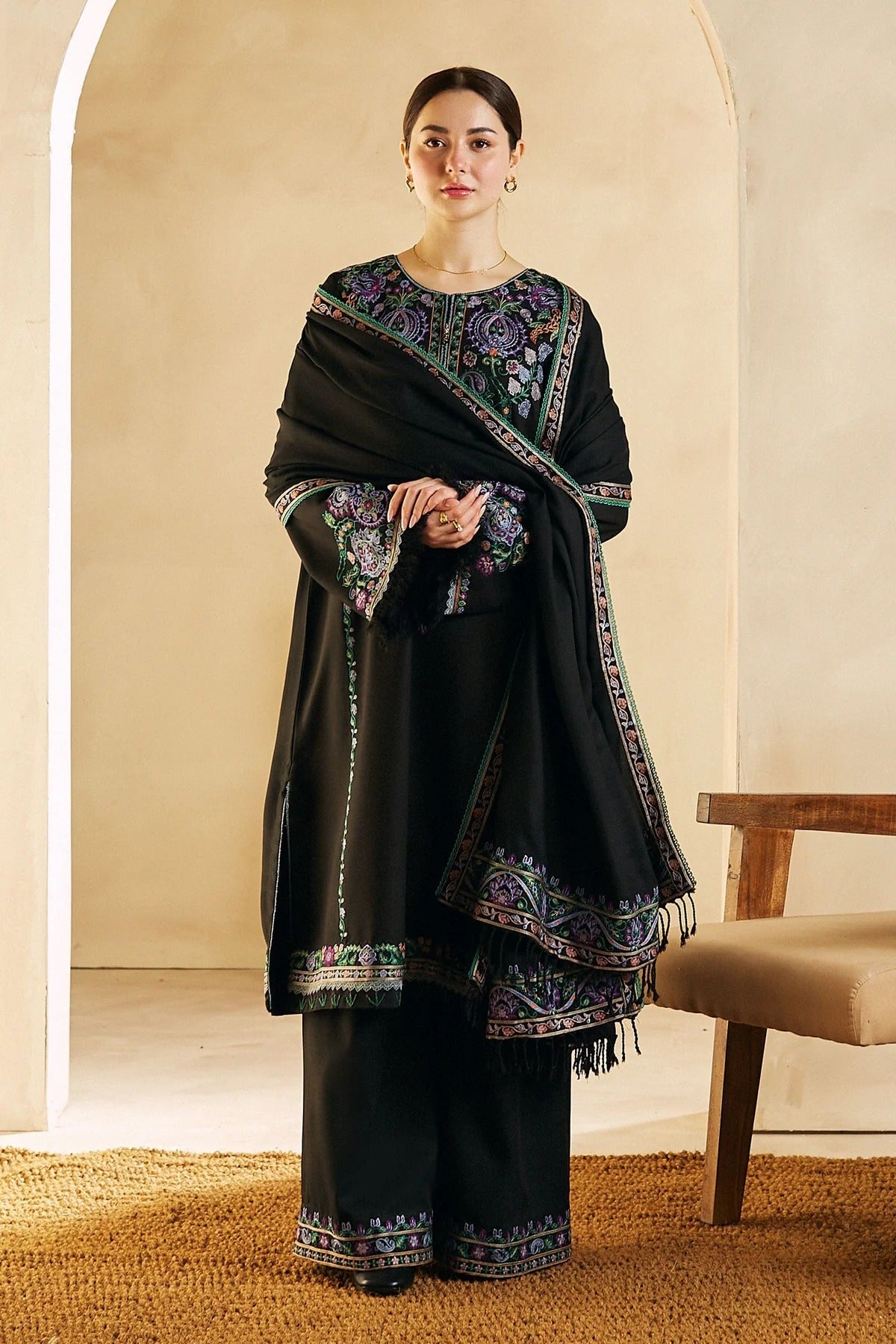 ZW23-5B: Cozy Embroidered Winter 3PC Suit | New Arrival