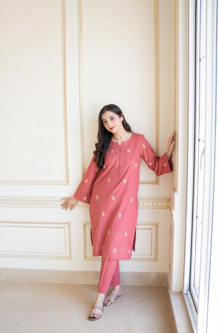 DUSTY PINK: Elegant Embroidered 3PC Suit | Modern Festive Wear