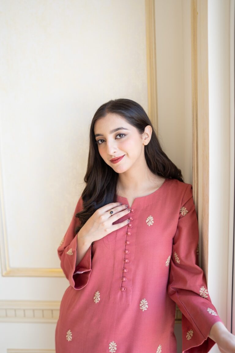 DUSTY PINK: Elegant Embroidered 3PC Suit | Modern Festive Wear