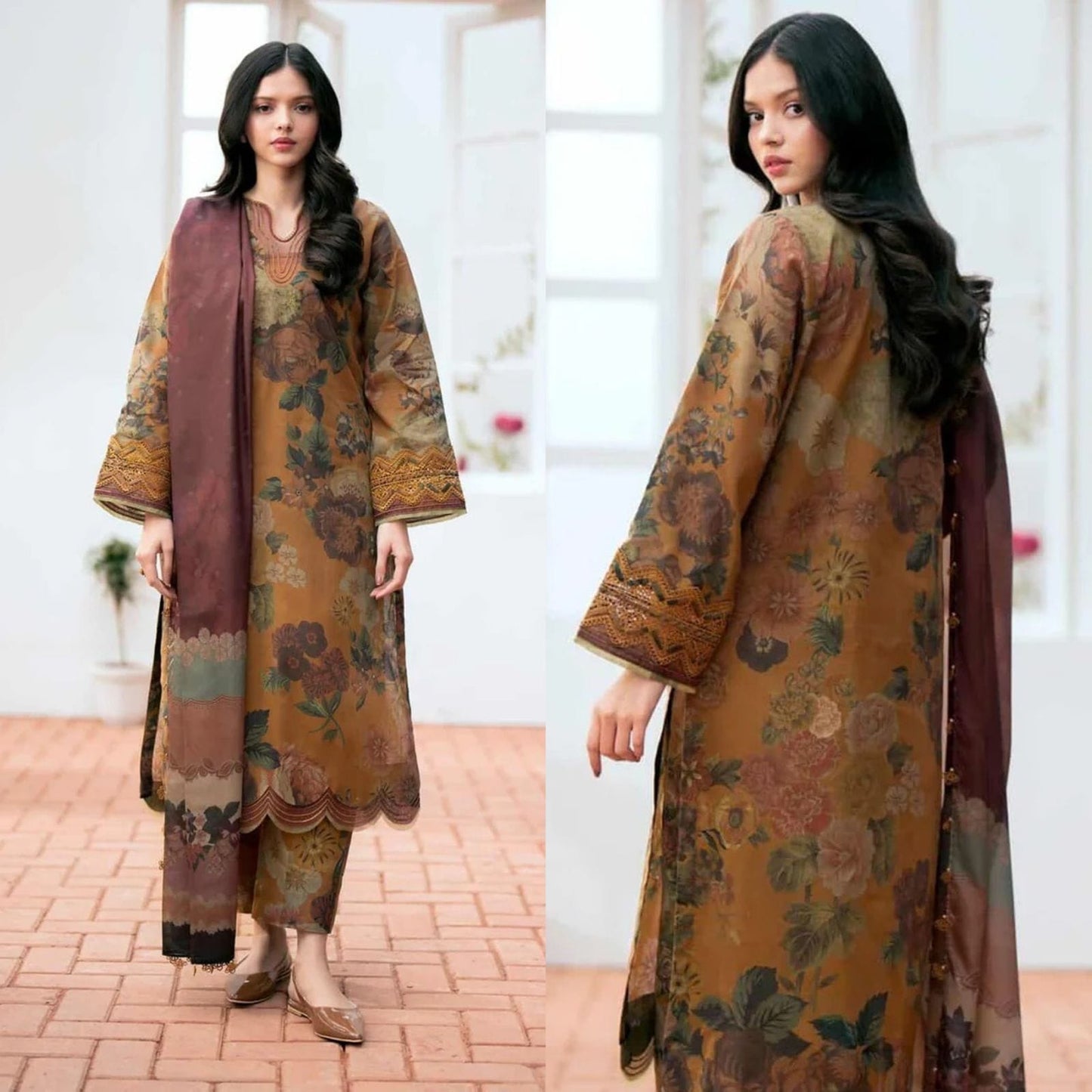 AD-788: Khaddar Printed 3PC Suit | Cozy Winter Wear