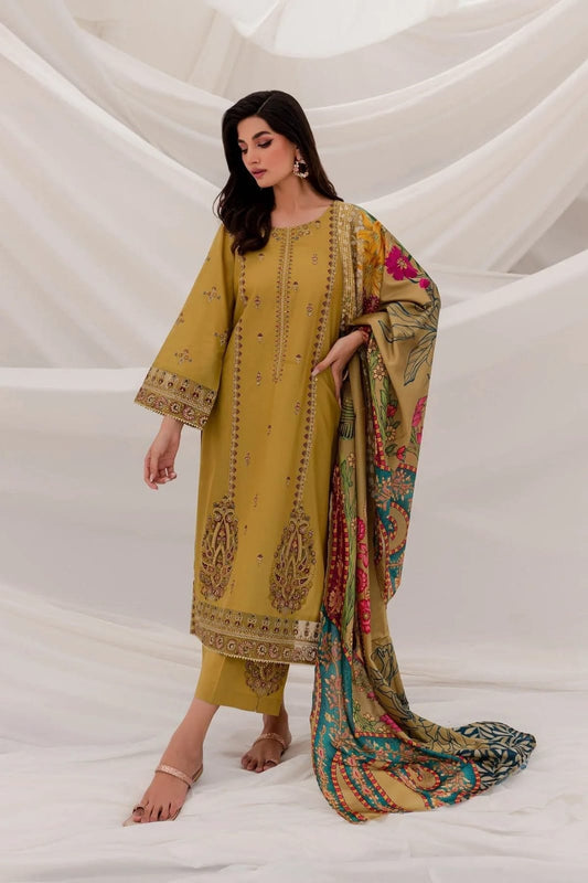 ASP-857: Fine Embroidered Lawn 3PC Suit | Premium Summer Wear