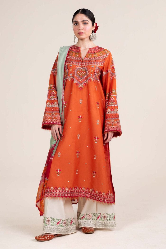 AS-71: Lawn Embroidered 3PC Suit with Chiffon Dupatta | Summer