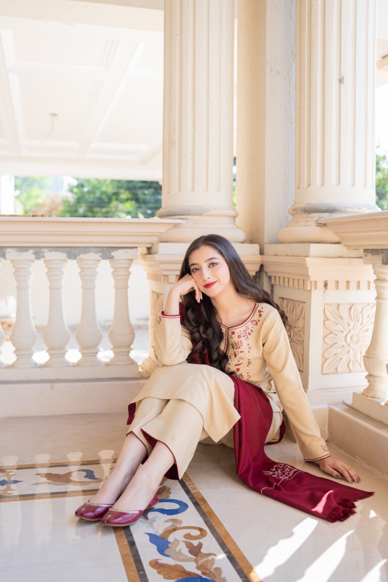 NATURAL BEIGE: Elegant Embroidered 3PC Suit | Classic Neutral