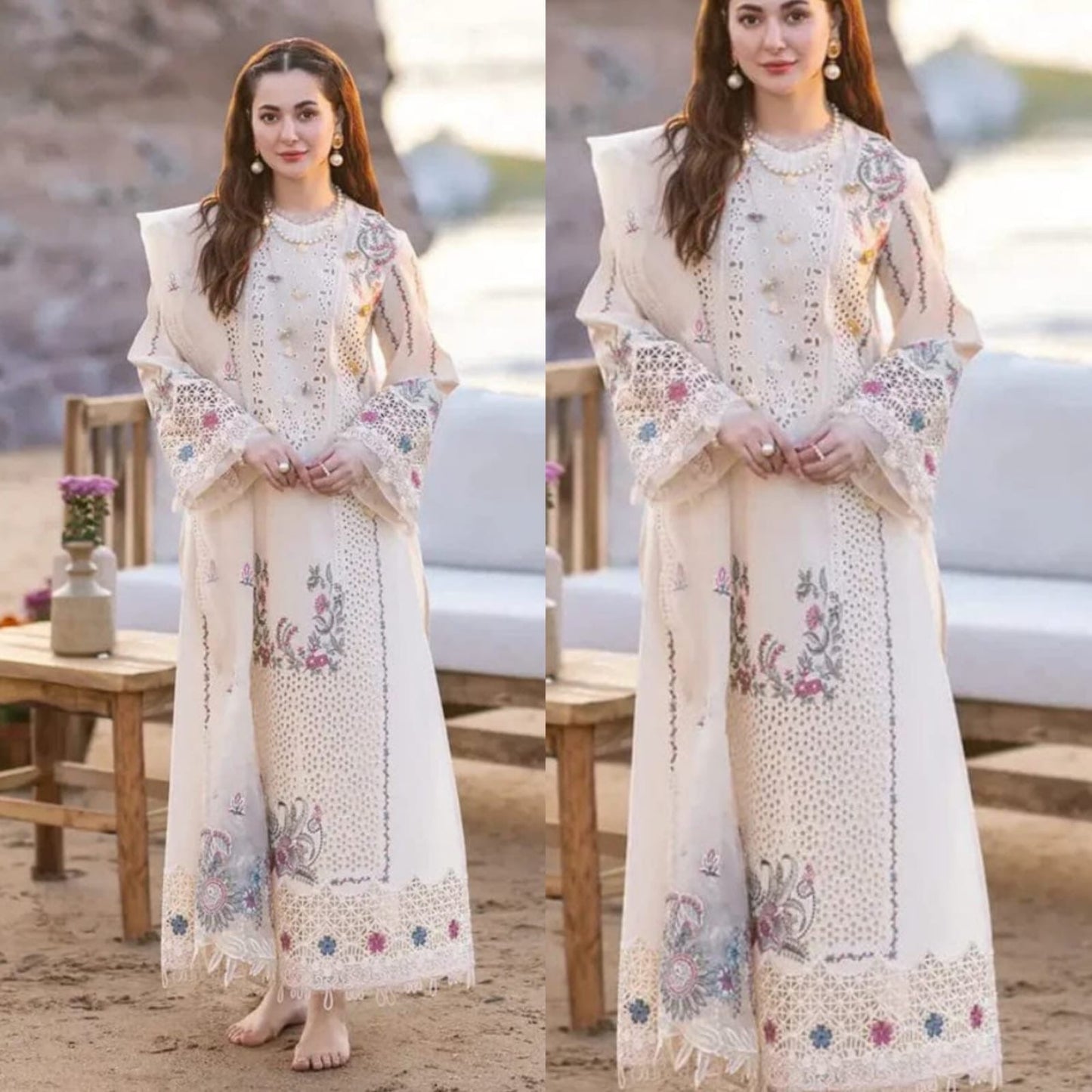 AQ-1020: Luxury Chikenkari Lawn Embroidered 3PC Suit
