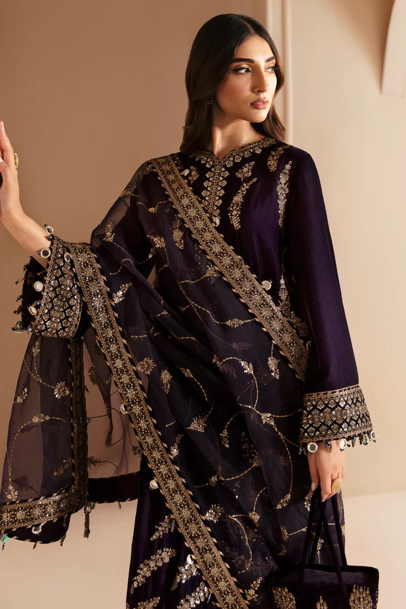 COSMIC DUSK: Luxury Velvet 3PC Suit in Deep Charcoal Tone