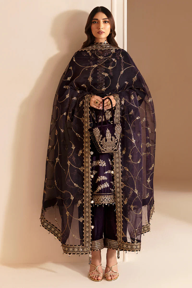 COSMIC DUSK: Luxury Velvet 3PC Suit in Deep Charcoal Tone