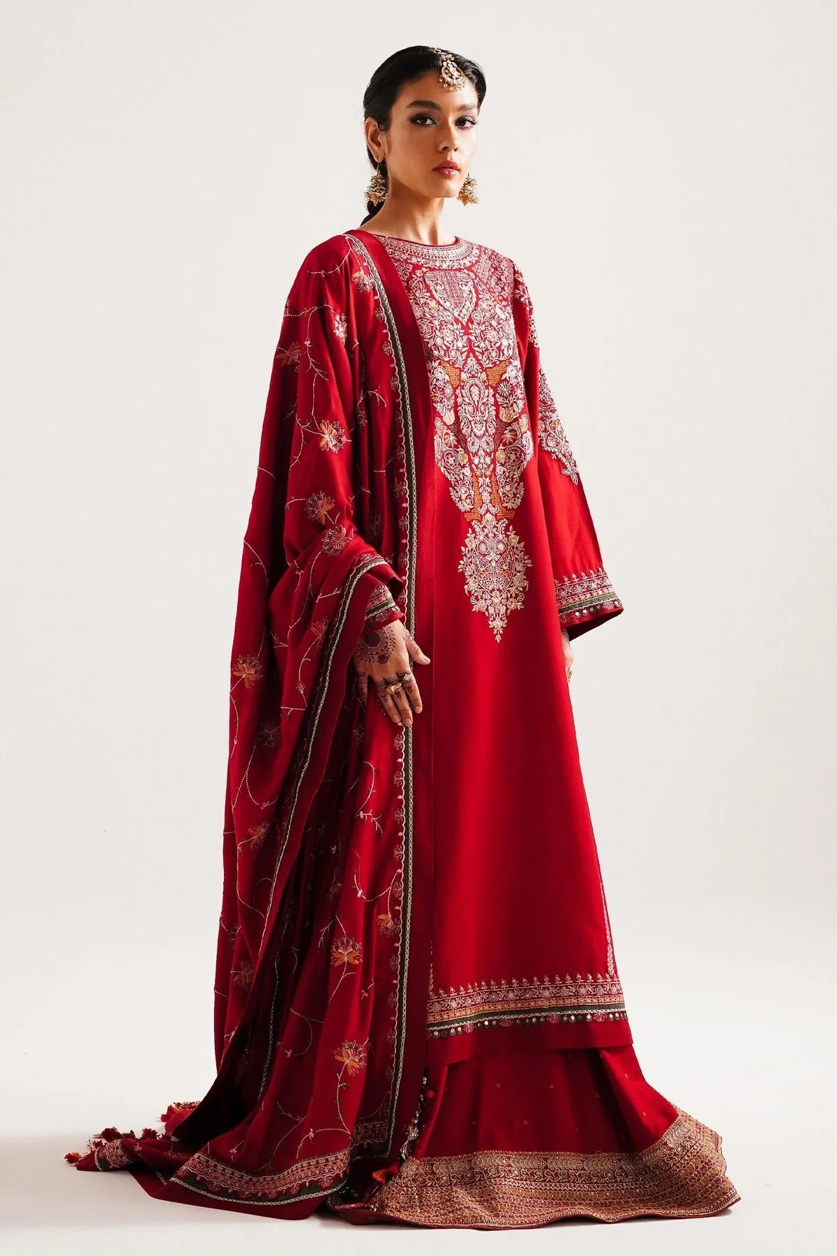 WS23-D8: Premium Embroidered Winter 3PC Suit | Festive Wear