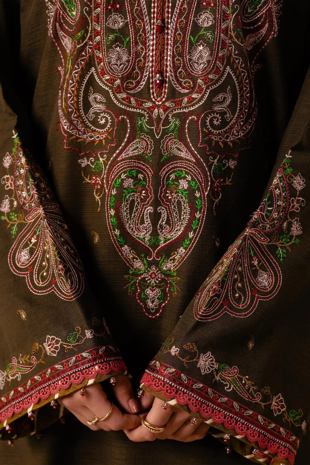 ZW23-2A: Reliable Embroidered Khaddar 3PC | Winter Comfort