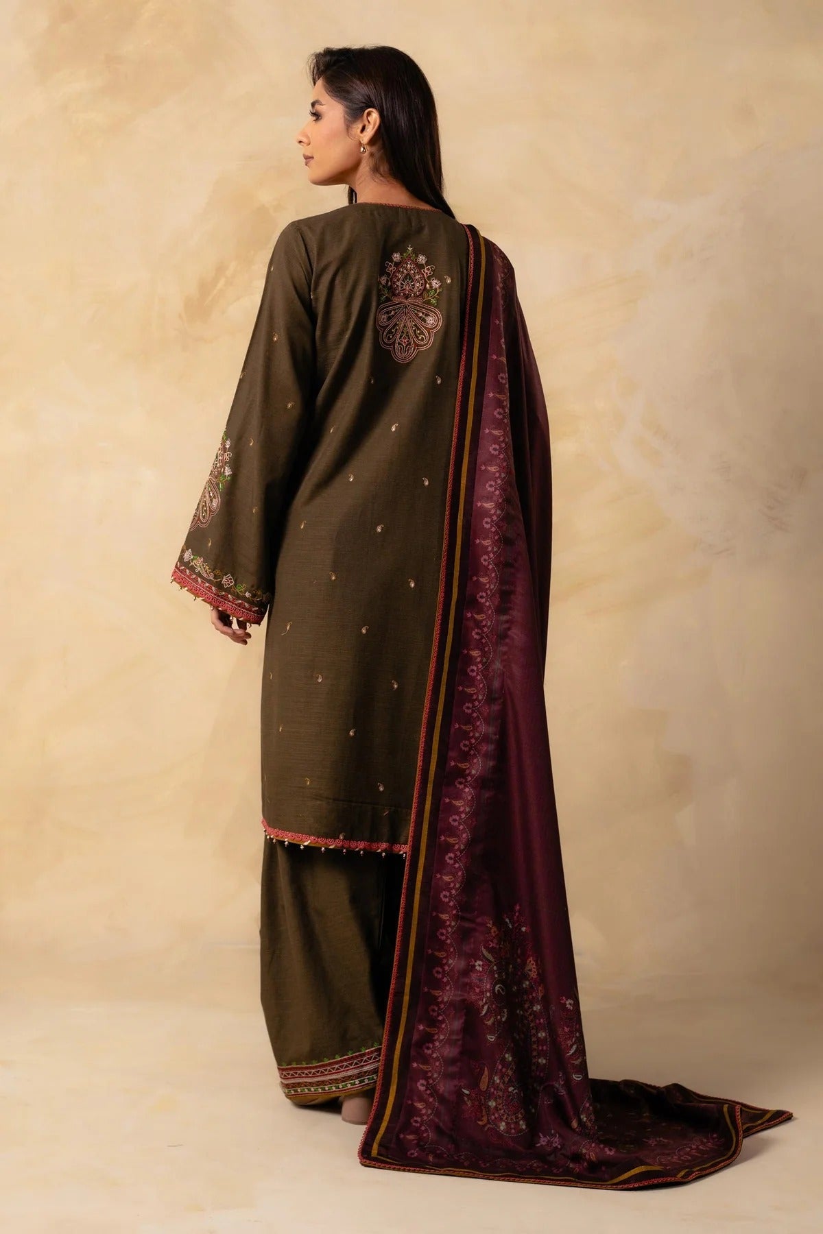 ZW23-2A: Reliable Embroidered Khaddar 3PC | Winter Comfort