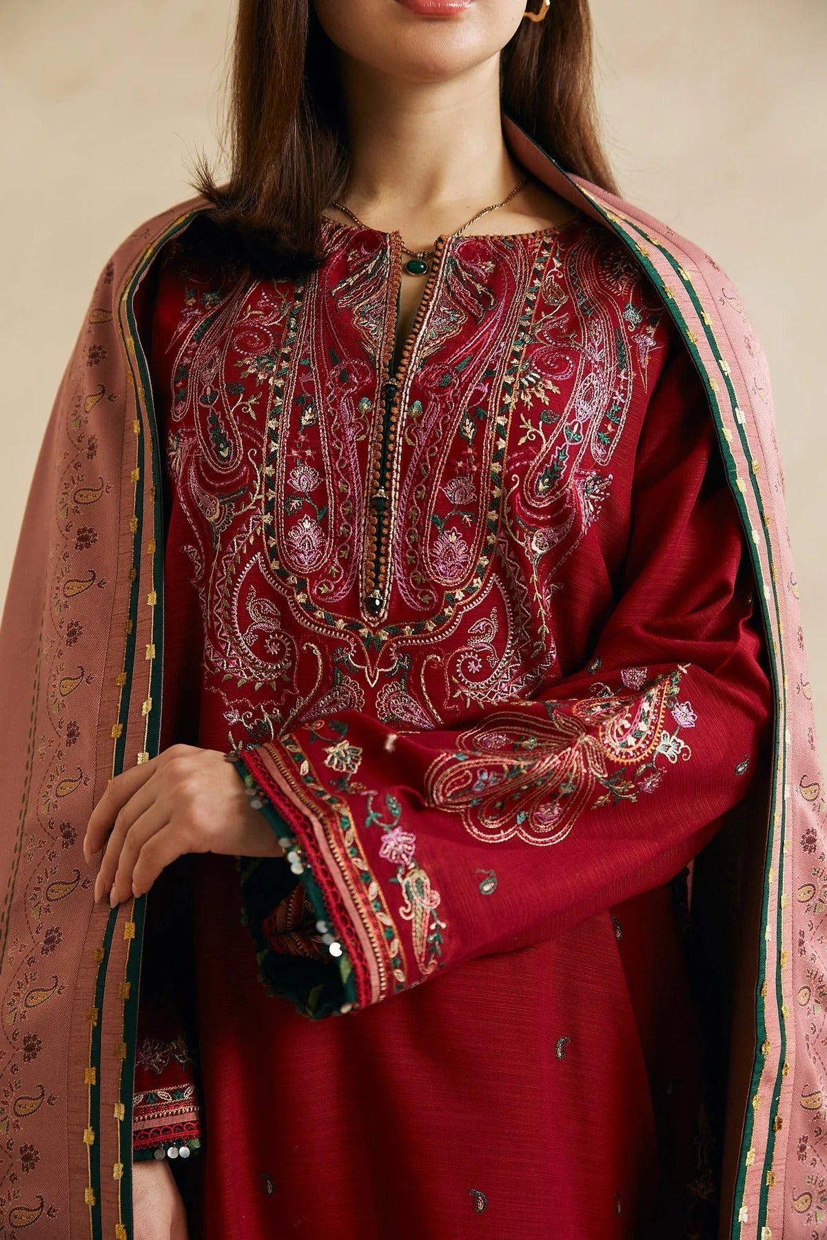 ZW23-2B: Comfortable Embroidered Khaddar 3PC | Daily Winter