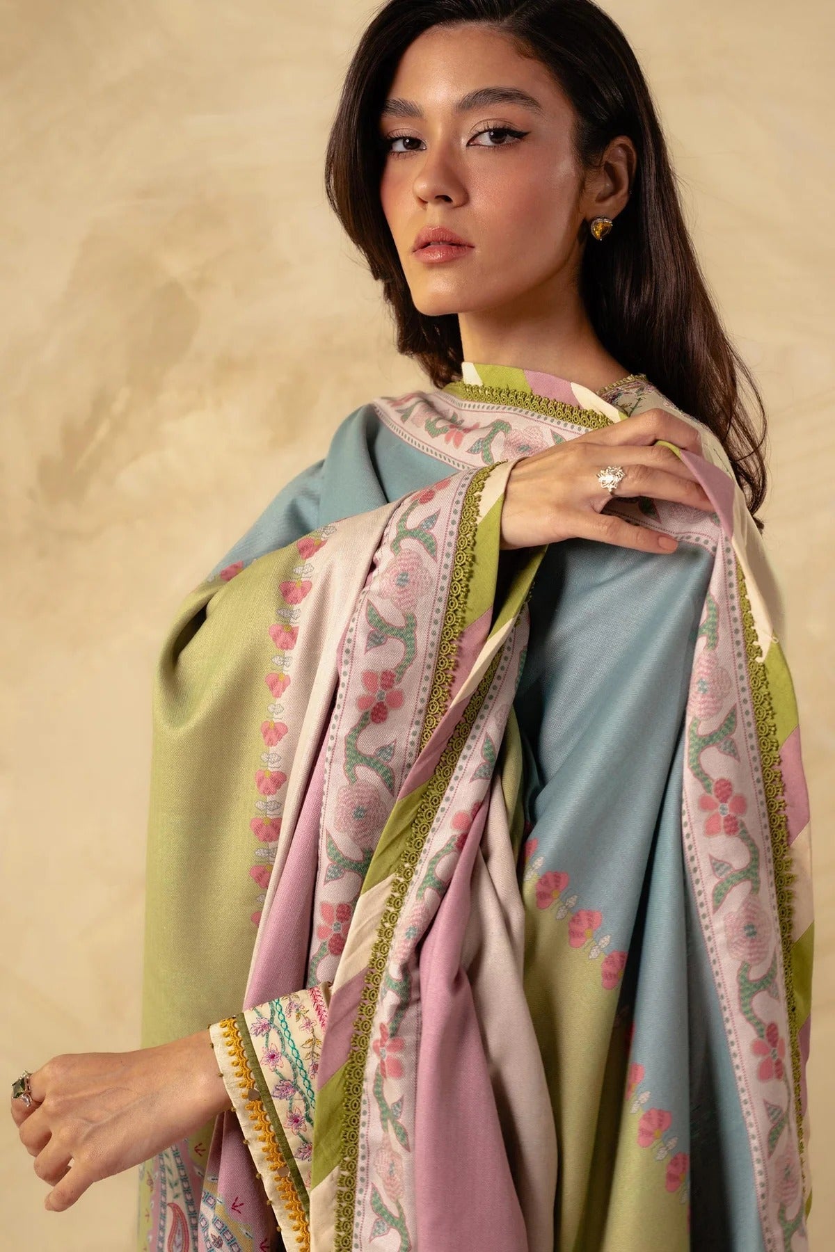 ZW23-3A: Classic Embroidered Dhanak 3PC Suit | Winter Essential