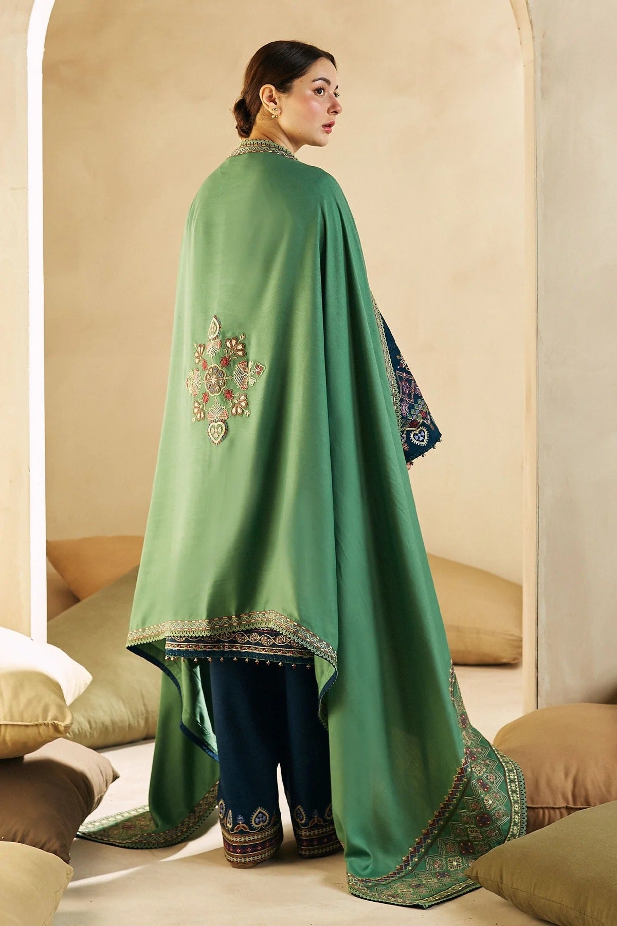 ZW23-7B: Stylish Embroidered Winter 3PC Suit | Cozy Dhanak