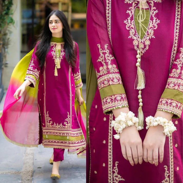 AO-01: Exquisite Embroidered Lawn 3PC Suit | Premium Quality