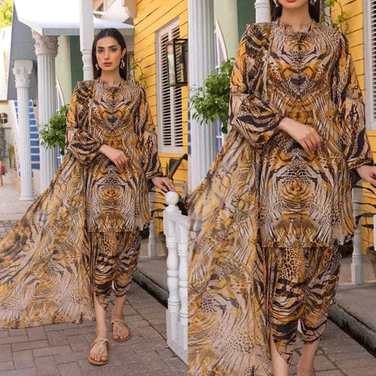 A-500: Khaddar Printed 3PC Winter Suit | Warm & Vibrant